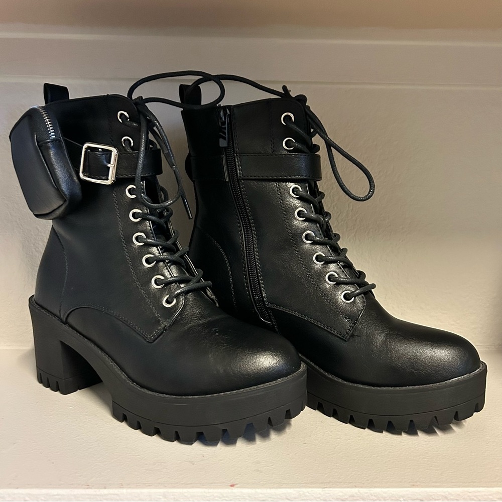 Forever Lace-Up Heeled Boots with Pouch